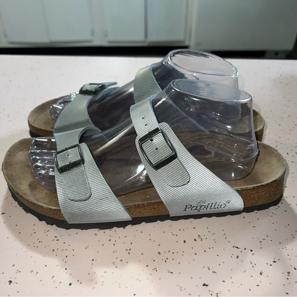 Birkenstock papillio metallic Line Pattern silver 260 sandals Women’s Sz 9 - Picture 5 of 12
